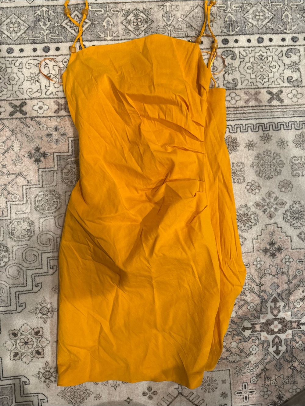 Zara Mustard Yellow Spaghetti-Strap Mini Dress